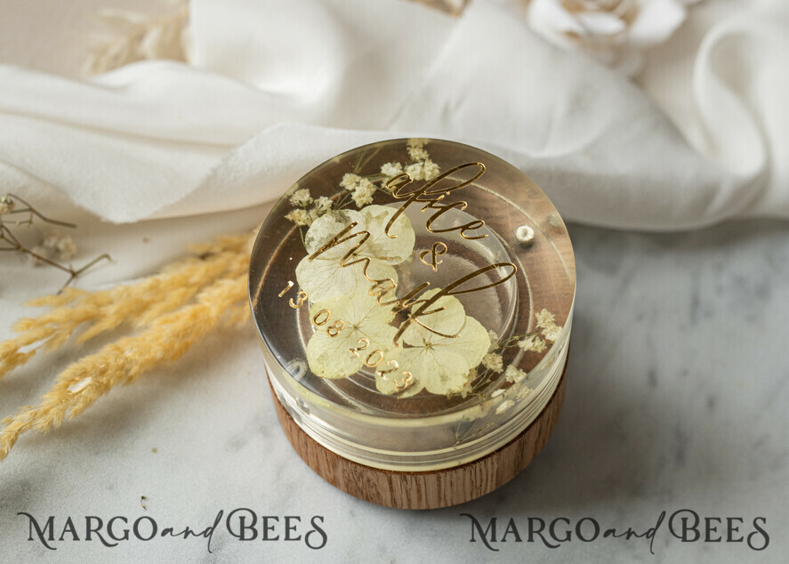 RING BEARER BOXES & PILLOWS Epoxy Wedding rings Box epoxy resin and wood wedding ring box for ceremony, Boho Epoxy Wedding Ring Boxes his hers, Transparent Epoxy dubble Ring Box for wedding, Wood resin flowers Marriage Proposal Ring Box