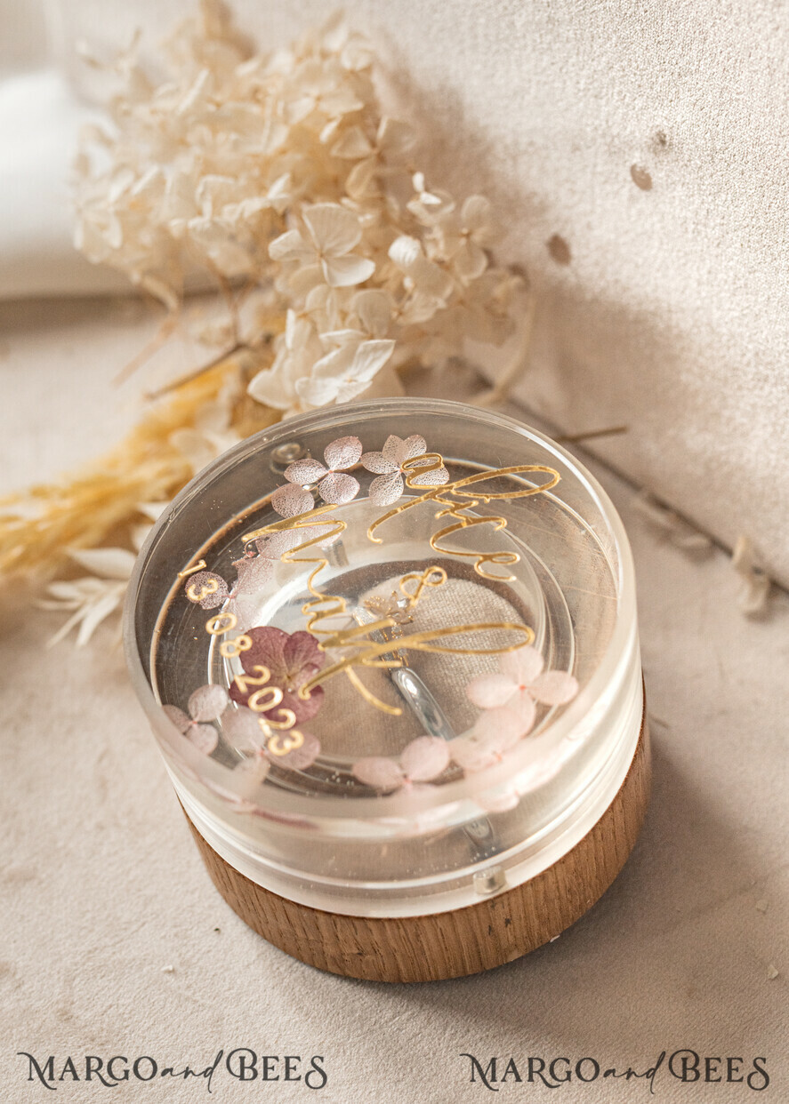 RING BEARER BOXES & PILLOWS Epoxy Wedding rings Box epoxy resin and wood wedding ring box for ceremony, Boho Epoxy Wedding Ring Boxes his hers, Transparent Epoxy dubble Ring Box for wedding, Wood resin flowers Marriage Proposal Ring Box