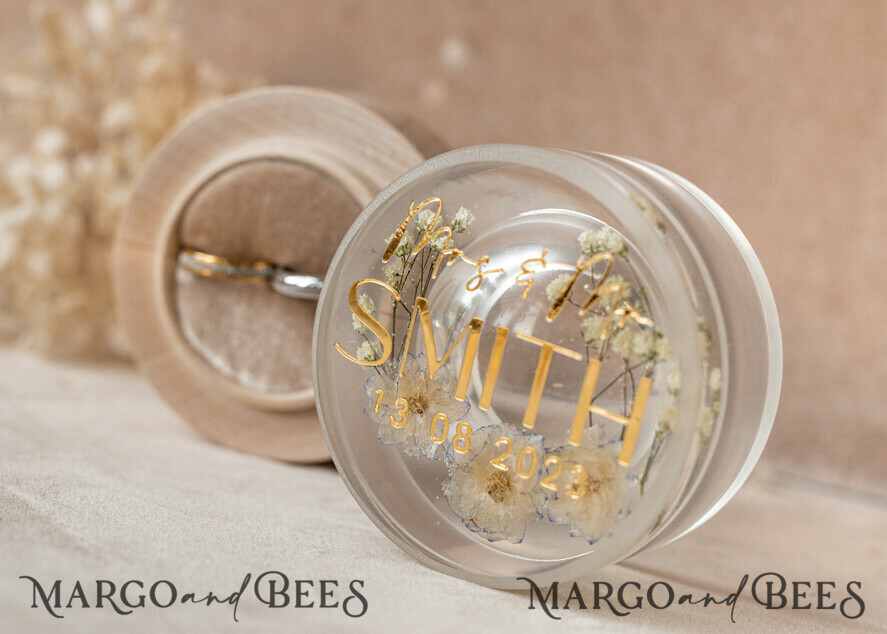 RING BEARER BOXES & PILLOWS Epoxy Wedding rings Box epoxy resin & wood wedding ring box for ceremony, Boho Epoxy Wedding Ring Boxes his hers, Transparent Epoxy dubble Ring Box for wedding, Wood resin flowers Marriage Proposal Ring Box