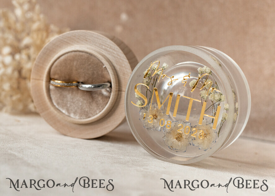 RING BEARER BOXES & PILLOWS Epoxy Wedding rings Box epoxy resin & wood wedding ring box for ceremony, Boho Epoxy Wedding Ring Boxes his hers, Transparent Epoxy dubble Ring Box for wedding, Wood resin flowers Marriage Proposal Ring Box