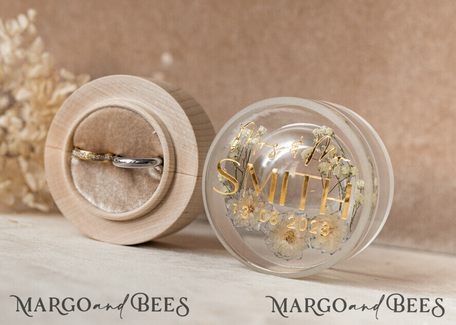 RING BEARER BOXES & PILLOWS Epoxy Wedding rings Box epoxy resin & wood wedding ring box for ceremony, Boho Epoxy Wedding Ring Boxes his hers, Transparent Epoxy dubble Ring Box for wedding, Wood resin flowers Marriage Proposal Ring Box