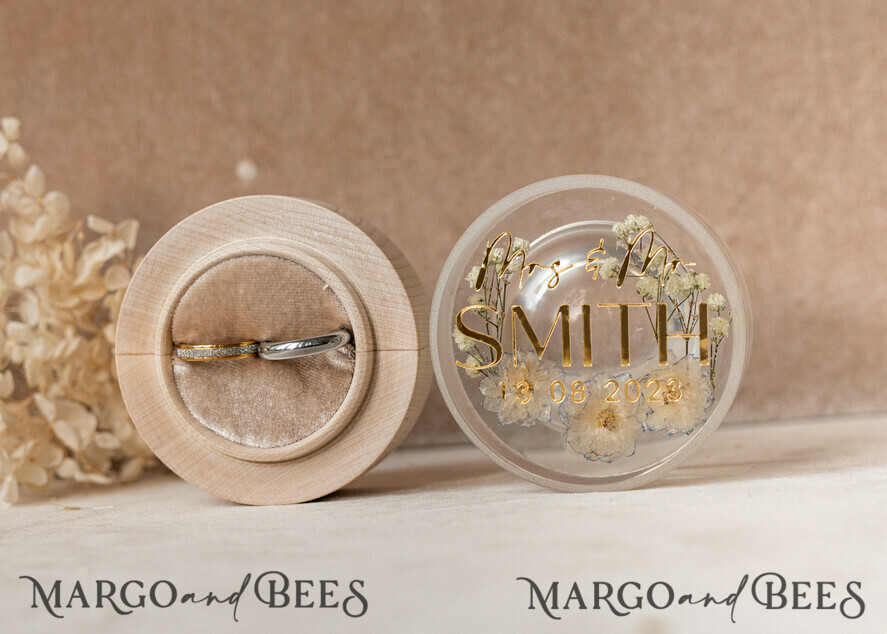 RING BEARER BOXES & PILLOWS Epoxy Wedding rings Box epoxy resin & wood wedding ring box for ceremony, Boho Epoxy Wedding Ring Boxes his hers, Transparent Epoxy dubble Ring Box for wedding, Wood resin flowers Marriage Proposal Ring Box