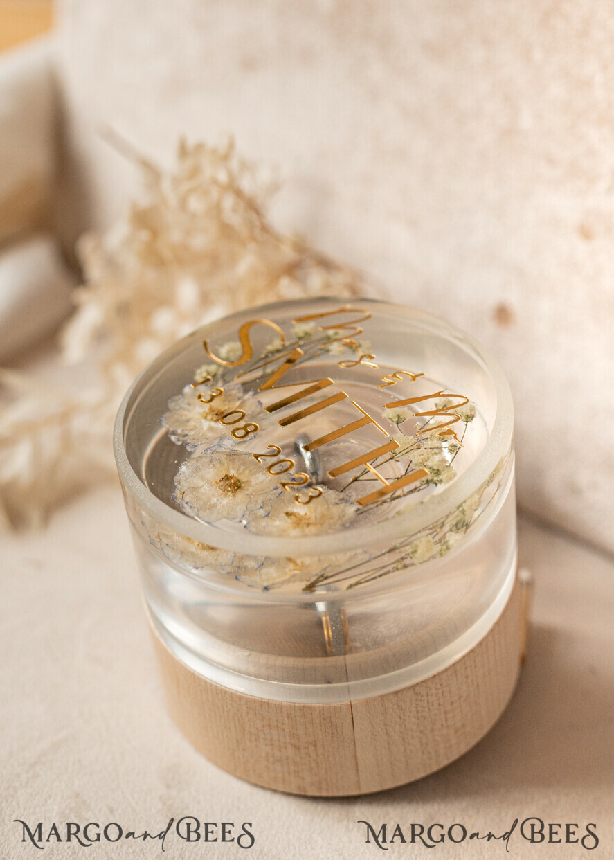 RING BEARER BOXES & PILLOWS Epoxy Wedding rings Box epoxy resin & wood wedding ring box for ceremony, Boho Epoxy Wedding Ring Boxes his hers, Transparent Epoxy dubble Ring Box for wedding, Wood resin flowers Marriage Proposal Ring Box