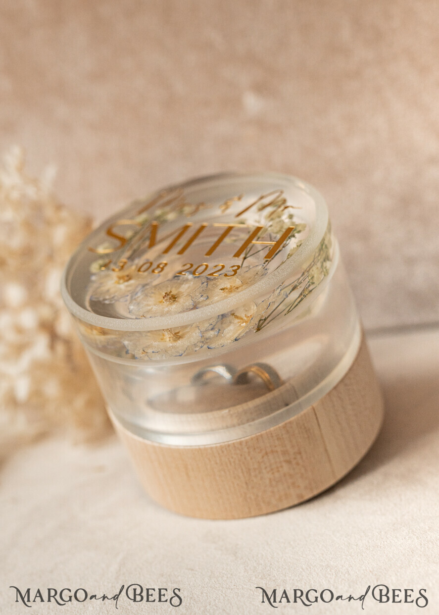 RING BEARER BOXES & PILLOWS Epoxy Wedding rings Box epoxy resin & wood wedding ring box for ceremony, Boho Epoxy Wedding Ring Boxes his hers, Transparent Epoxy dubble Ring Box for wedding, Wood resin flowers Marriage Proposal Ring Box