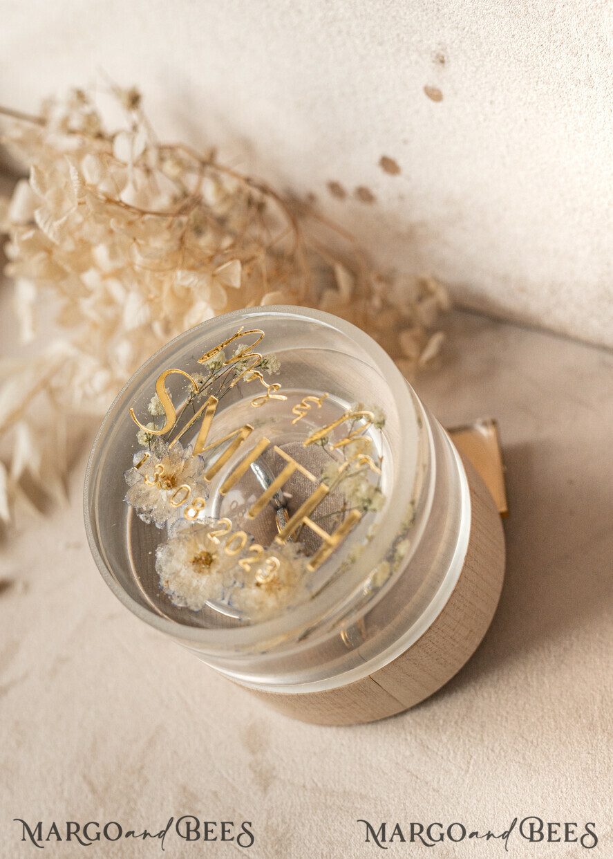 RING BEARER BOXES & PILLOWS Epoxy Wedding rings Box epoxy resin & wood wedding ring box for ceremony, Boho Epoxy Wedding Ring Boxes his hers, Transparent Epoxy dubble Ring Box for wedding, Wood resin flowers Marriage Proposal Ring Box