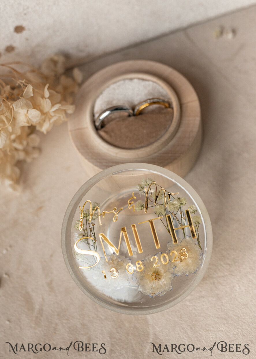 RING BEARER BOXES & PILLOWS Epoxy Wedding rings Box epoxy resin & wood wedding ring box for ceremony, Boho Epoxy Wedding Ring Boxes his hers, Transparent Epoxy dubble Ring Box for wedding, Wood resin flowers Marriage Proposal Ring Box