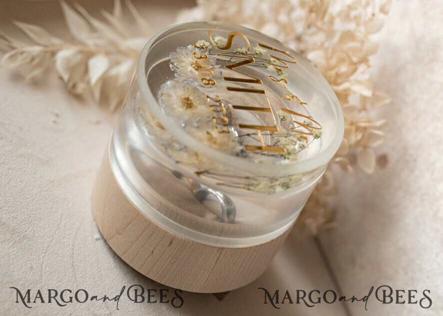 RING BEARER BOXES & PILLOWS Epoxy Wedding rings Box epoxy resin & wood wedding ring box for ceremony, Boho Epoxy Wedding Ring Boxes his hers, Transparent Epoxy dubble Ring Box for wedding, Wood resin flowers Marriage Proposal Ring Box