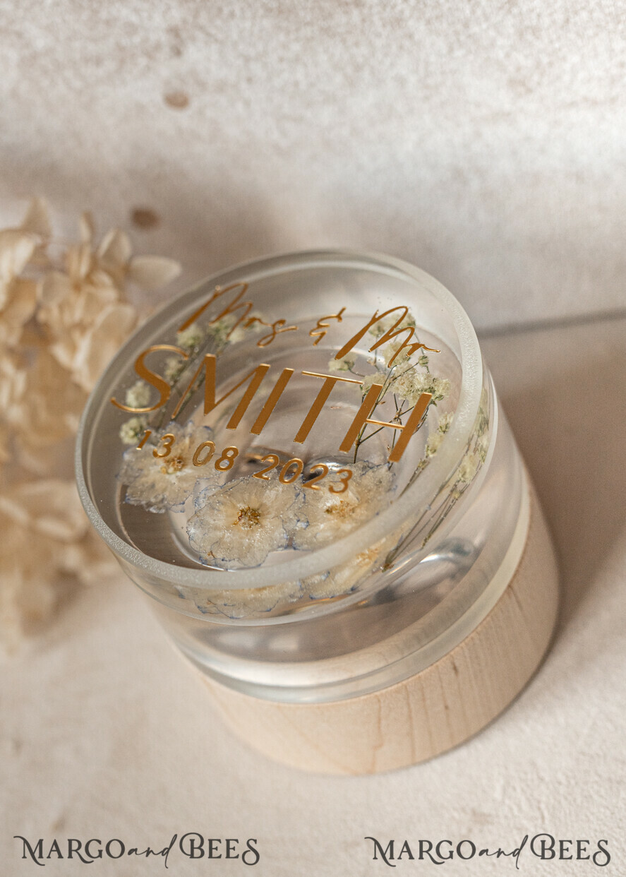 RING BEARER BOXES & PILLOWS Epoxy Wedding rings Box epoxy resin & wood wedding ring box for ceremony, Boho Epoxy Wedding Ring Boxes his hers, Transparent Epoxy dubble Ring Box for wedding, Wood resin flowers Marriage Proposal Ring Box