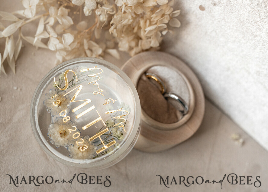 RING BEARER BOXES & PILLOWS Epoxy Wedding rings Box epoxy resin & wood wedding ring box for ceremony, Boho Epoxy Wedding Ring Boxes his hers, Transparent Epoxy dubble Ring Box for wedding, Wood resin flowers Marriage Proposal Ring Box