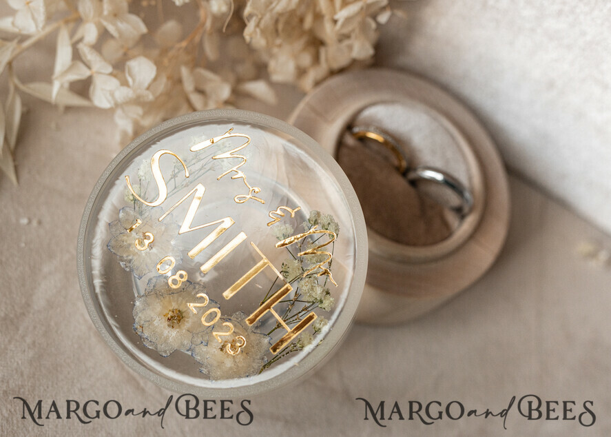 RING BEARER BOXES & PILLOWS Epoxy Wedding rings Box epoxy resin & wood wedding ring box for ceremony, Boho Epoxy Wedding Ring Boxes his hers, Transparent Epoxy dubble Ring Box for wedding, Wood resin flowers Marriage Proposal Ring Box