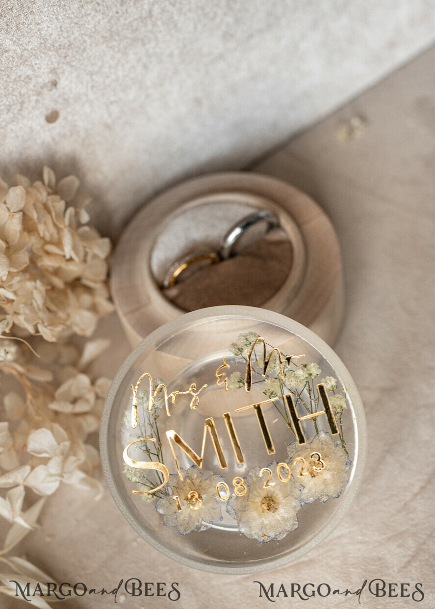 RING BEARER BOXES & PILLOWS Epoxy Wedding rings Box epoxy resin & wood wedding ring box for ceremony, Boho Epoxy Wedding Ring Boxes his hers, Transparent Epoxy dubble Ring Box for wedding, Wood resin flowers Marriage Proposal Ring Box
