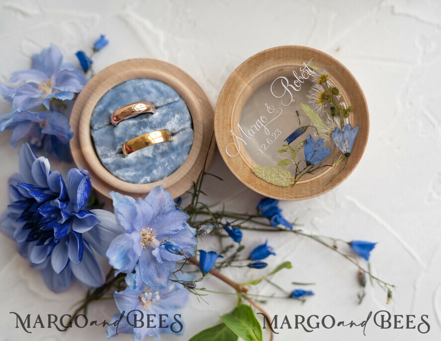 RING BEARER BOXES & PILLOWS Epoxy Wedding rings Box Personalised wedding box his and hers, Handmade wedding ring box • Real Flowers ring bearer box • wood luxury ring box