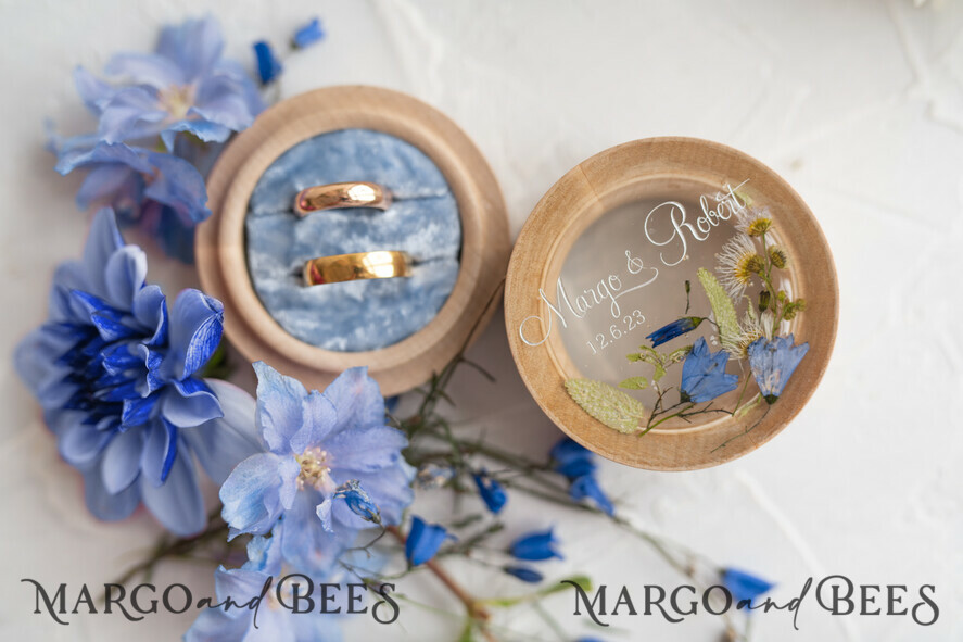 RING BEARER BOXES & PILLOWS Epoxy Wedding rings Box Personalised wedding box his and hers, Handmade wedding ring box • Real Flowers ring bearer box • wood luxury ring box