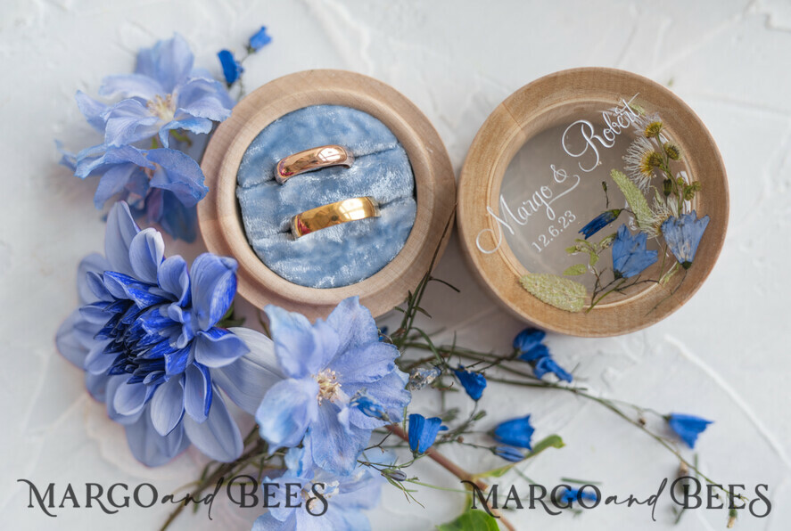 RING BEARER BOXES & PILLOWS Epoxy Wedding rings Box Personalised wedding box his and hers, Handmade wedding ring box • Real Flowers ring bearer box • wood luxury ring box