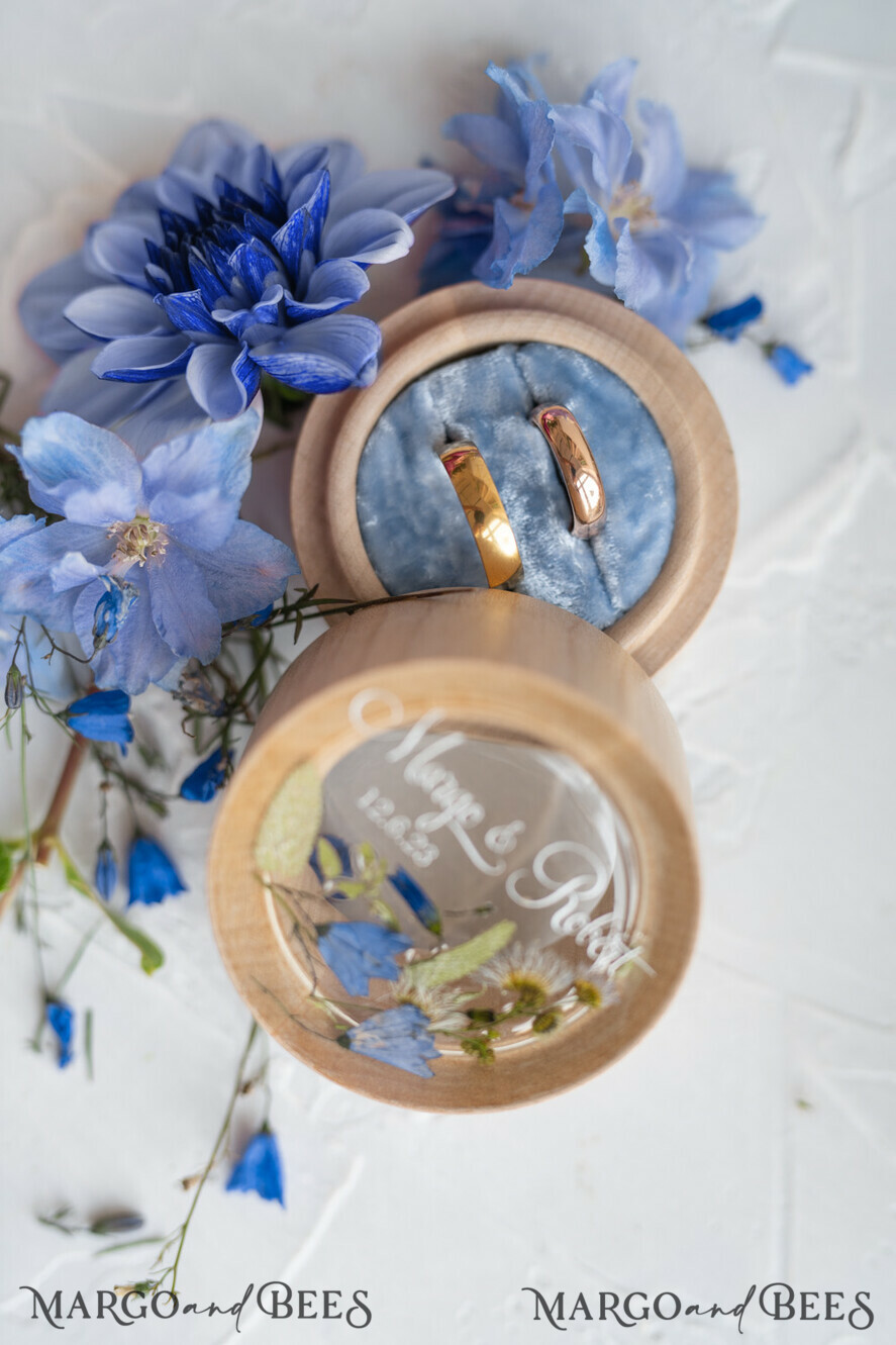 RING BEARER BOXES & PILLOWS Epoxy Wedding rings Box Personalised wedding box his and hers, Handmade wedding ring box • Real Flowers ring bearer box • wood luxury ring box