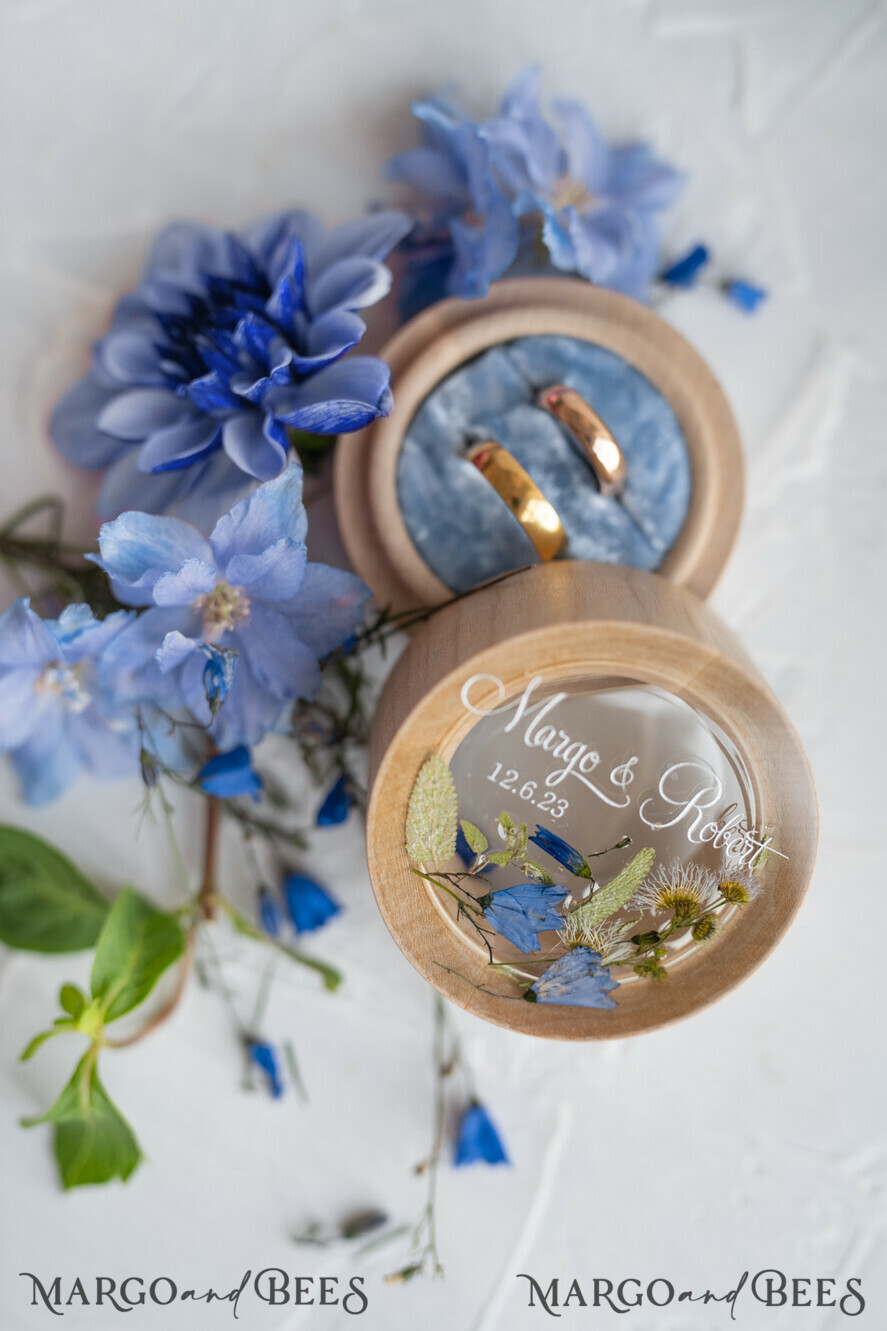 RING BEARER BOXES & PILLOWS Epoxy Wedding rings Box Personalised wedding box his and hers, Handmade wedding ring box • Real Flowers ring bearer box • wood luxury ring box