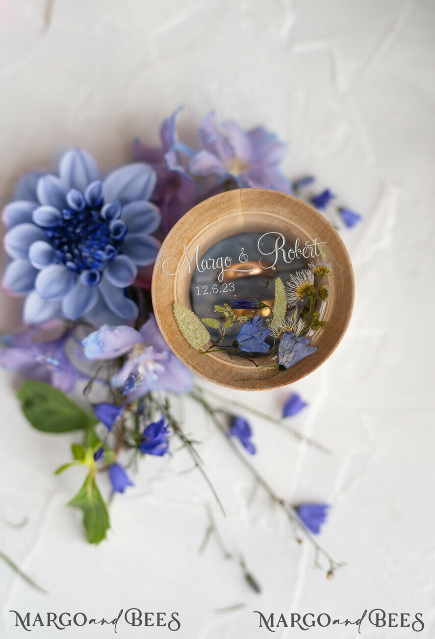 RING BEARER BOXES & PILLOWS Epoxy Wedding rings Box Personalised wedding box his and hers, Handmade wedding ring box • Real Flowers ring bearer box • wood luxury ring box