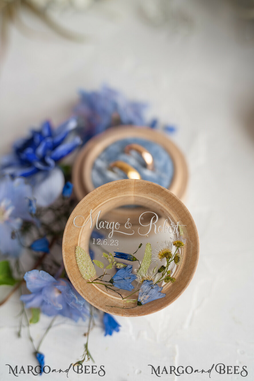 RING BEARER BOXES & PILLOWS Epoxy Wedding rings Box Personalised wedding box his and hers, Handmade wedding ring box • Real Flowers ring bearer box • wood luxury ring box