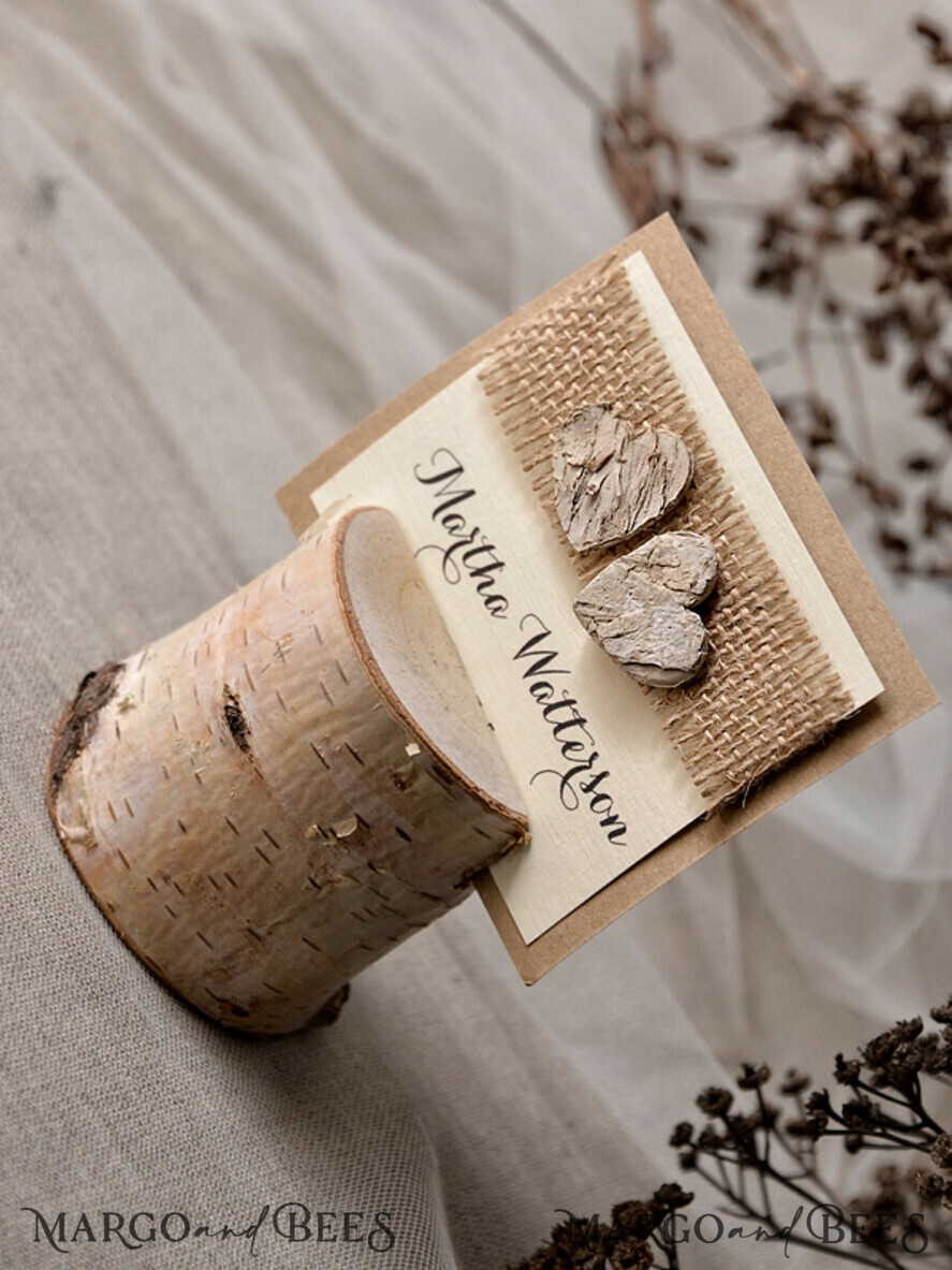 PLACE CARDS / TABLE CARDS Rustic Eco Wedding Place cards Ecru Eco Wedding Place Cards, Rustic Wedding Place Cards, Birch Heart and Natural Burlap Wedding Name Cards, Eco Rustic Name Tags, Editable Text, Rustic Wedding