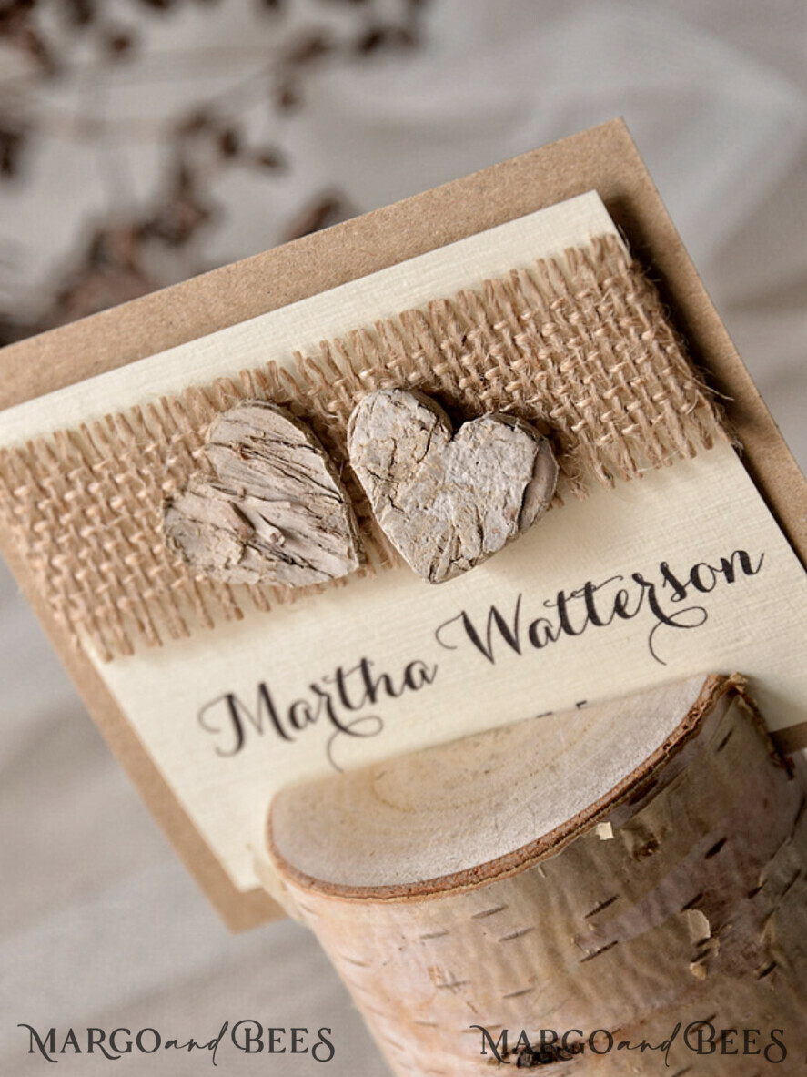 PLACE CARDS / TABLE CARDS Rustic Eco Wedding Place cards Ecru Eco Wedding Place Cards, Rustic Wedding Place Cards, Birch Heart and Natural Burlap Wedding Name Cards, Eco Rustic Name Tags, Editable Text, Rustic Wedding
