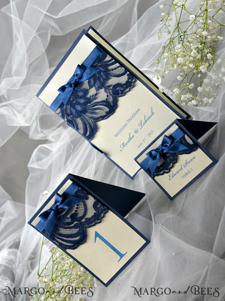 PLACE CARDS / TABLE CARDS Rustic Eco Wedding Place cards Elegant Ecru and Navy Blue Wedding Place Cards, Rustic Name Tags, Romantic Wedding Place Cards with Lace and Ecru Ribbon, Custom Text, Rustic Wedding Place Card
