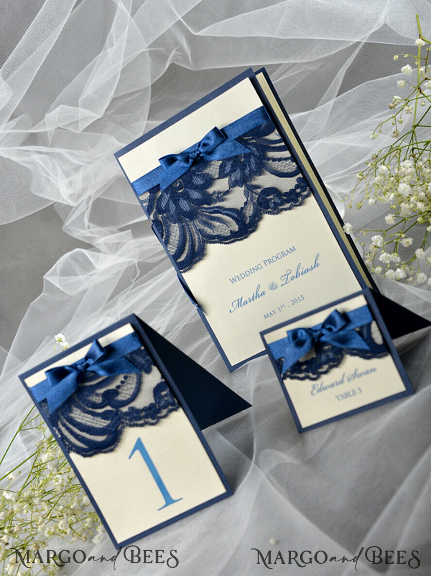 PLACE CARDS / TABLE CARDS Rustic Eco Wedding Place cards Elegant Ecru and Navy Blue Wedding Place Cards, Rustic Name Tags, Romantic Wedding Place Cards with Lace and Ecru Ribbon, Custom Text, Rustic Wedding Place Card