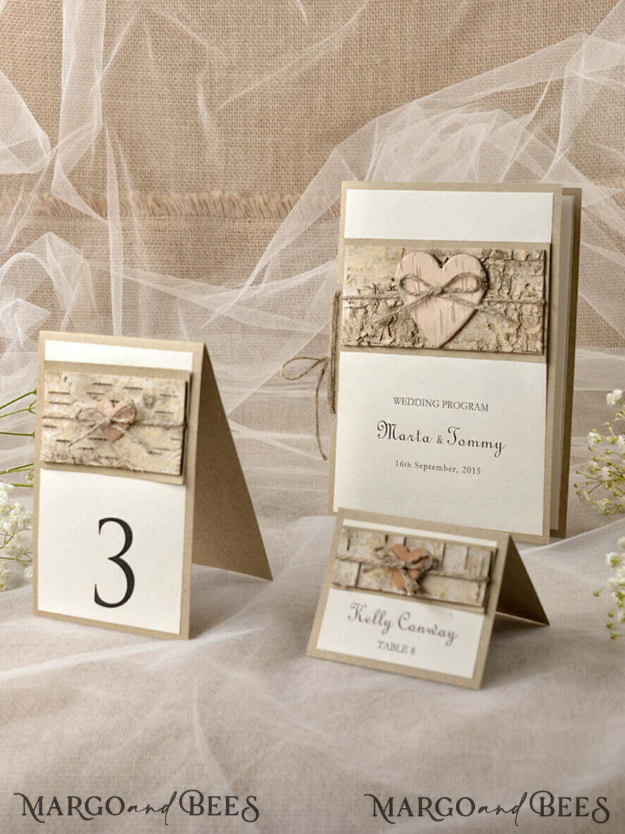 PLACE CARDS / TABLE CARDS Rustic Eco Wedding Place cards Romantic Eco Wedding Place Cards with Bark and Burlap Twine, Brown and Ivory Name Tags with Wooden Heart, Rustic Wedding Stationery, Elegant Wedding Place Cards
