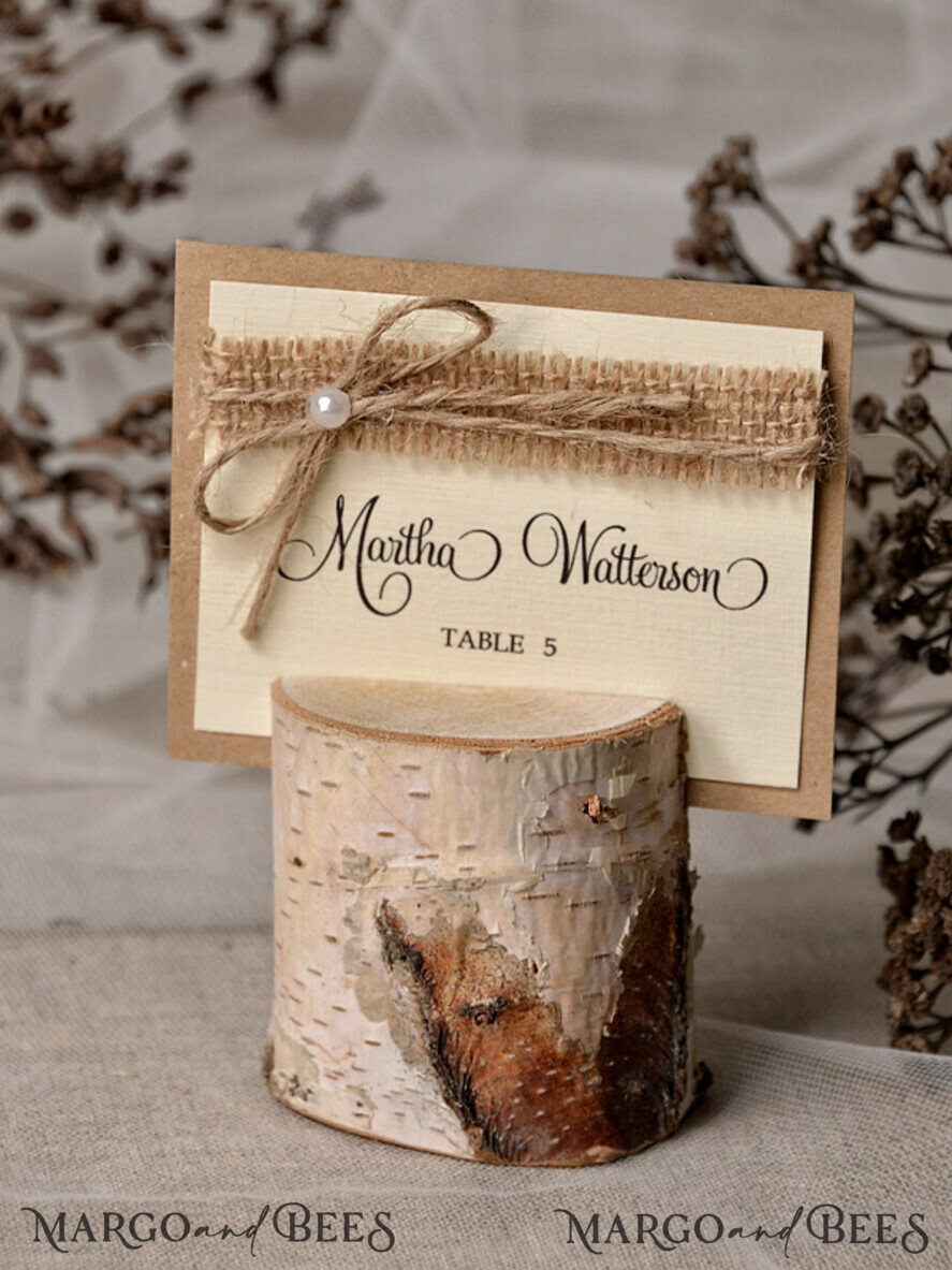 PLACE CARDS / TABLE CARDS Rustic Eco Wedding Place cards Minimalistic Eco Brown Wedding Place Cards with Burlap Twine, Ivory Name Cards, Rustic Wedding Stationery, Romantic Wedding Escort Cards, Editable Text