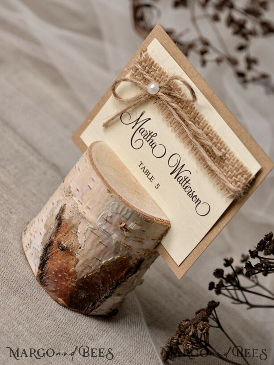 PLACE CARDS / TABLE CARDS Rustic Eco Wedding Place cards Minimalistic Eco Brown Wedding Place Cards with Burlap Twine, Ivory Name Cards, Rustic Wedding Stationery, Romantic Wedding Escort Cards, Editable Text