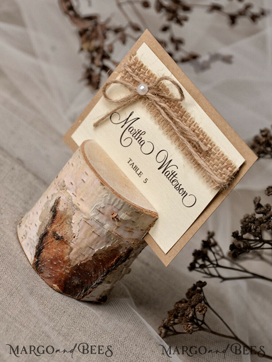PLACE CARDS / TABLE CARDS Rustic Eco Wedding Place cards Minimalistic Eco Brown Wedding Place Cards with Burlap Twine, Ivory Name Cards, Rustic Wedding Stationery, Romantic Wedding Escort Cards, Editable Text