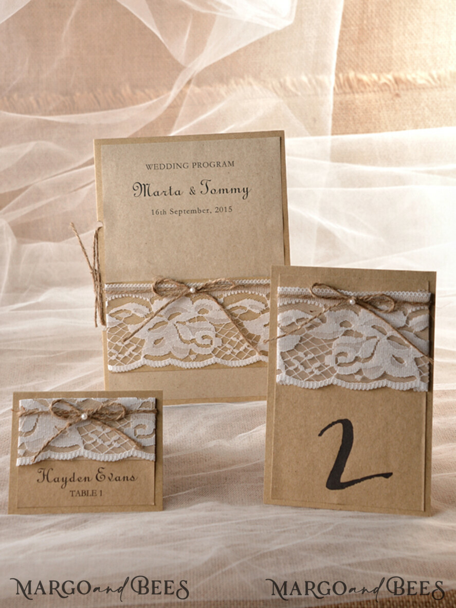 PLACE CARDS / TABLE CARDS Rustic Eco Wedding Place cards Simple Eco Brown Wedding Place Card, White Lace with Brown Burlap Twine, Delitace Wedding Stationery, Rustic Wedding Place Cards, Editable Text, Rustic Cards