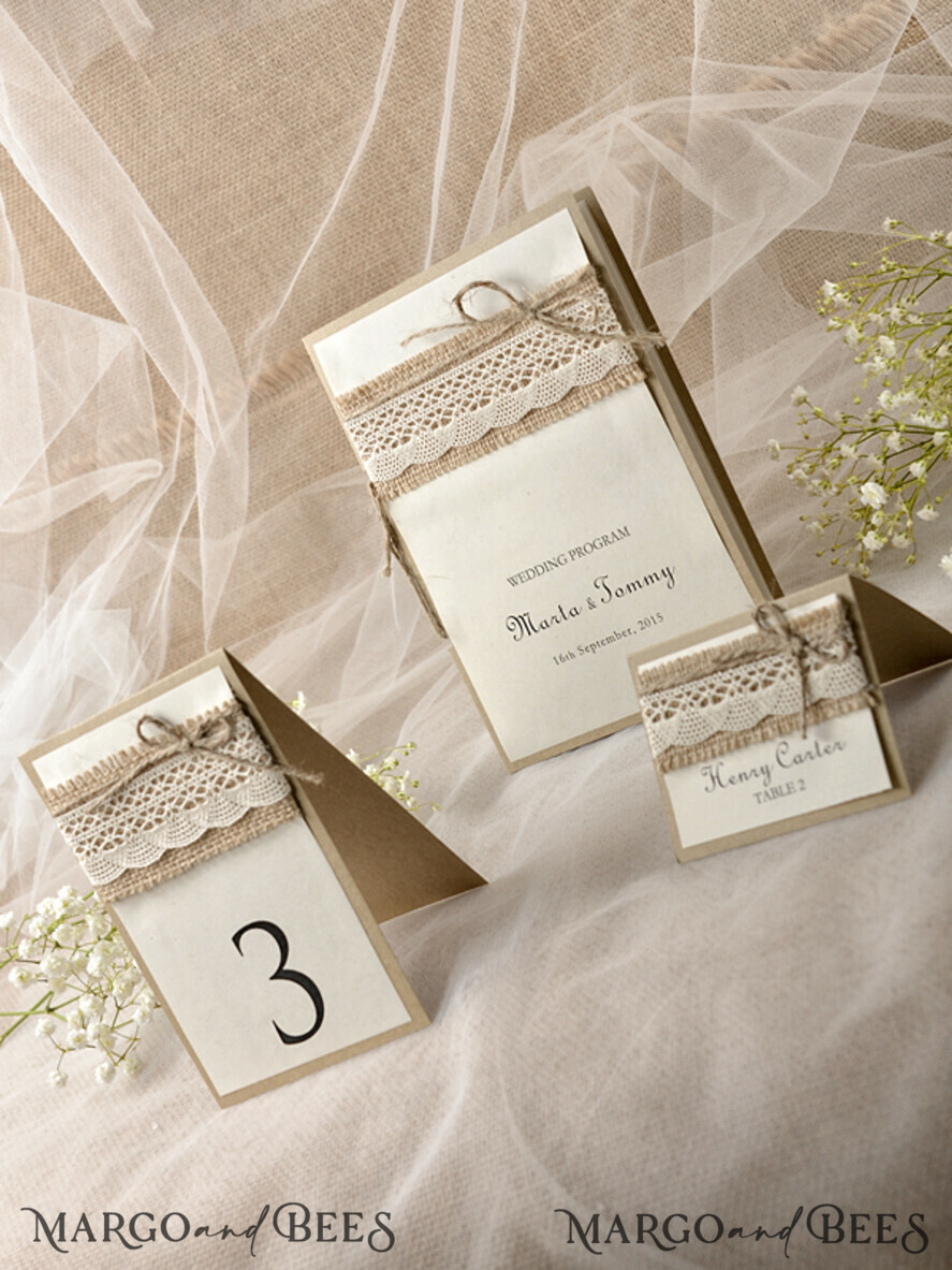 PLACE CARDS / TABLE CARDS Rustic Eco Wedding Place cards Rustic Ivory Lace Wedding Place Cards, Eco Place Cards with Burlap Twine, Elegant Black Printout, Delicate Wedding Stationery, Editable Text, Rustic Place Cards