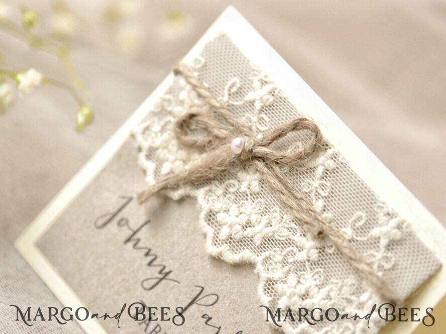 PLACE CARDS / TABLE CARDS Rustic Eco Wedding Place cards Rustic Eco Brown Wedding Place Cards, Ecru Lace with Burlap Twine, Elegant Black Printout, Delicate Wedding Stationery, Rustic Wedding Place Cars, Editable Text