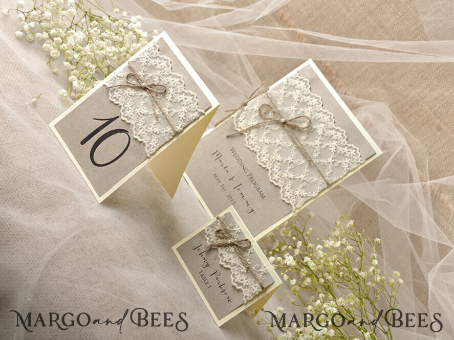 PLACE CARDS / TABLE CARDS Rustic Eco Wedding Place cards Rustic Eco Brown Wedding Place Cards, Ecru Lace with Burlap Twine, Elegant Black Printout, Delicate Wedding Stationery, Rustic Wedding Place Cars, Editable Text