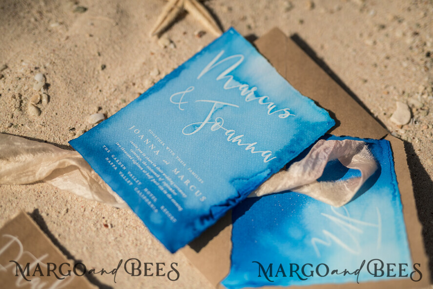 WEDDING INVITATIONS floral / boho / watercolor Tropical beach Wedding Invitations, Mexico Watercolor Seaside Wedding Invites, Rustic Wedding Cards