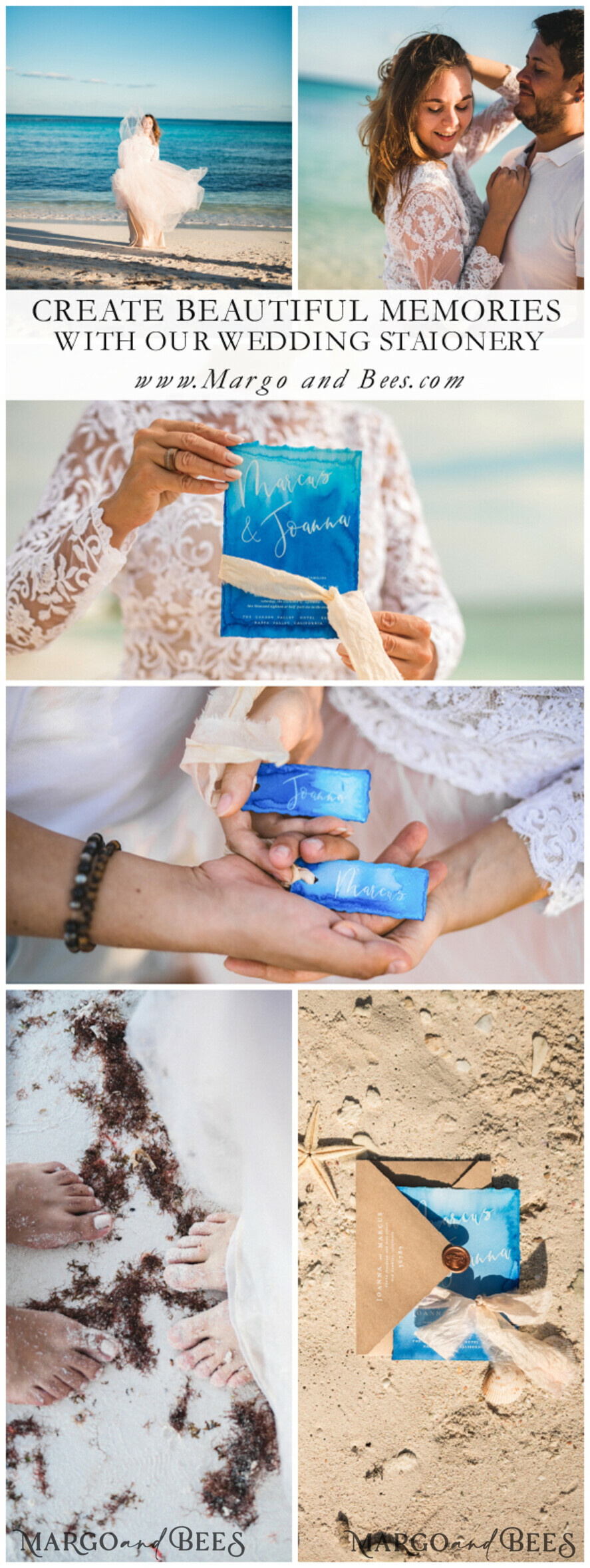 WEDDING INVITATIONS floral / boho / watercolor Tropical beach Wedding Invitations, Mexico Watercolor Seaside Wedding Invites, Rustic Wedding Cards