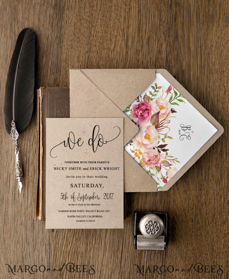 WEDDING INVITATIONS floral / boho / watercolor Best wedding invitations pastel watercolor invites elegant