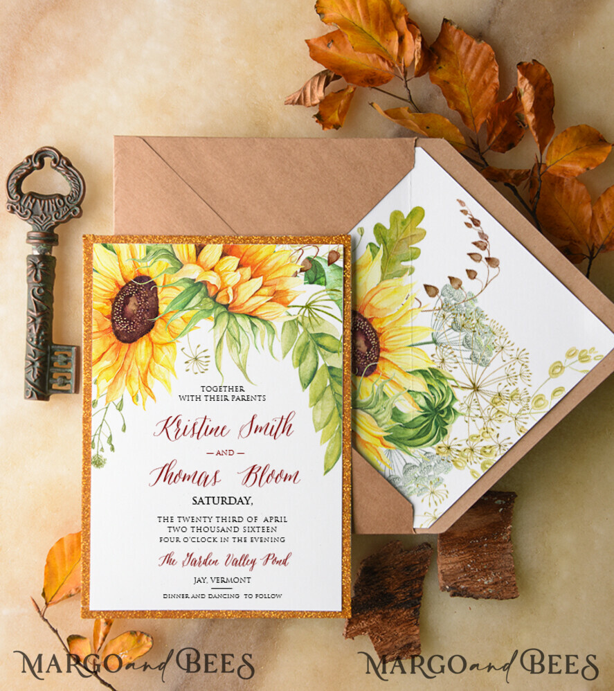 WEDDING INVITATIONS floral / boho / watercolor Beautiful wedding invitations romantic invites kraft paper