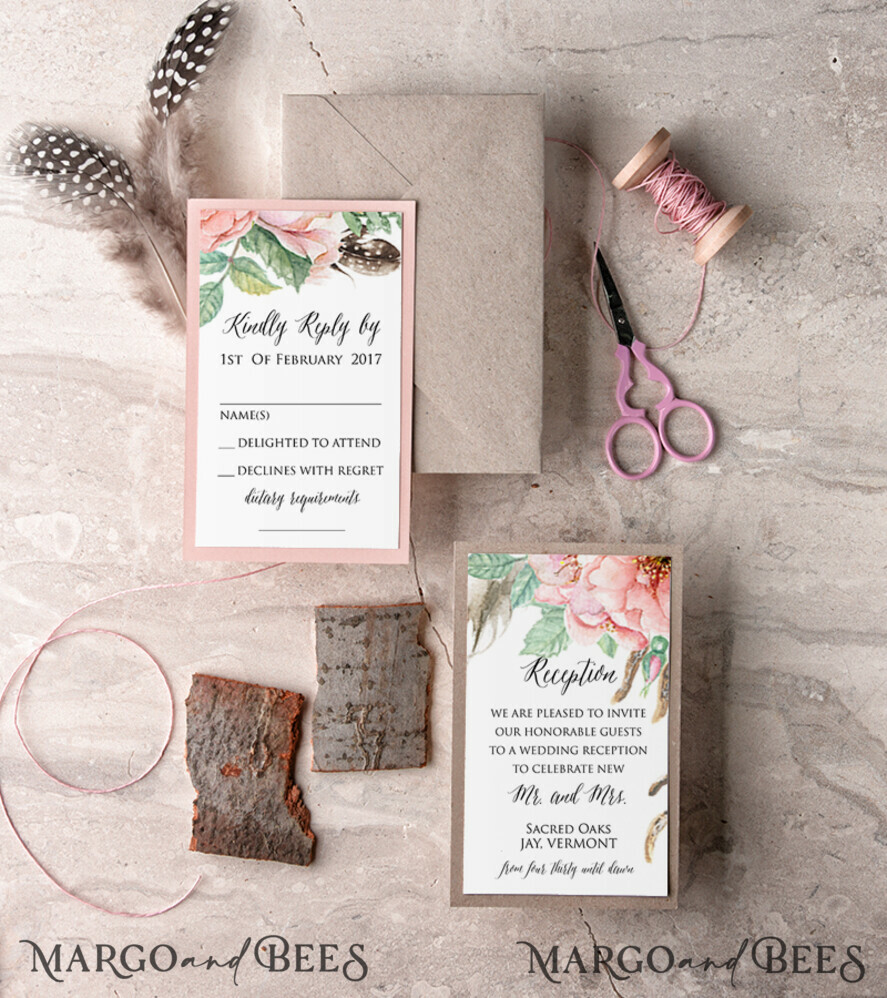 WEDDING INVITATIONS floral / boho / watercolor Wedding invitations designs, bohemian stationery, summer flowers