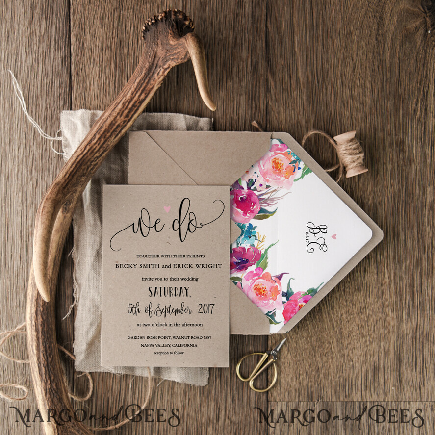 WEDDING INVITATIONS floral / boho / watercolor Modern Wedding invitations, bohemian stationery