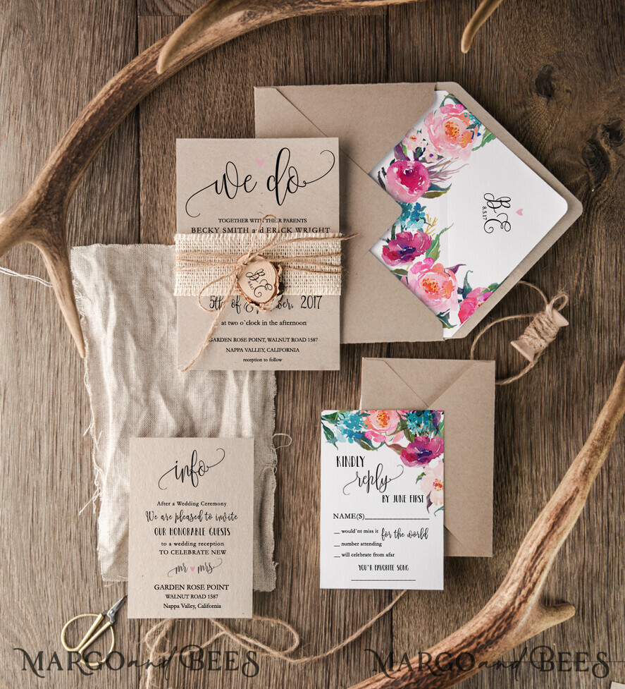 WEDDING INVITATIONS floral / boho / watercolor Modern Wedding invitations, bohemian stationery