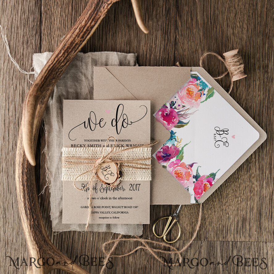 WEDDING INVITATIONS floral / boho / watercolor Modern Wedding invitations, bohemian stationery
