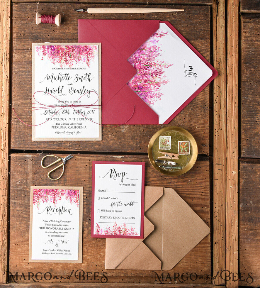 WEDDING INVITATIONS floral / boho / watercolor Elegant Wedding invitations romantic invites watercolor