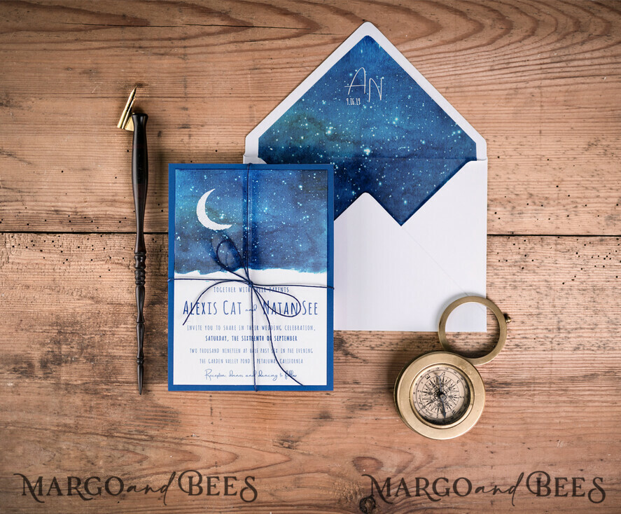 WEDDING INVITATIONS floral / boho / watercolor Unique wedding invitations colorful romantic stationery star