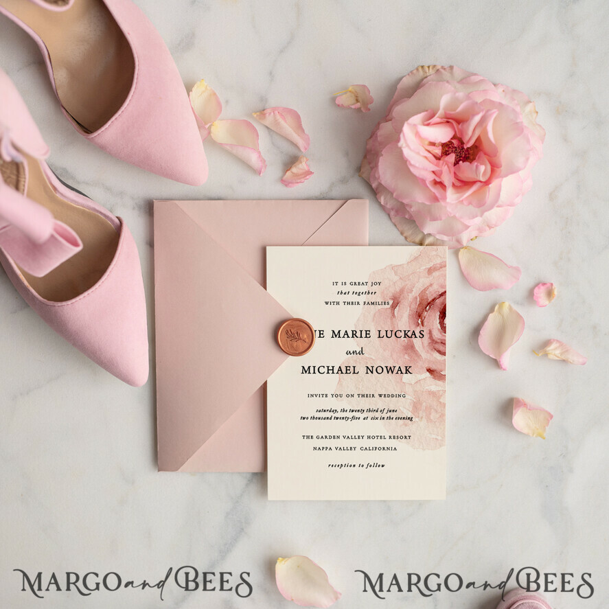 WEDDING INVITATIONS floral / boho / watercolor Elegant Wedding invitations, watercolor flowers invites