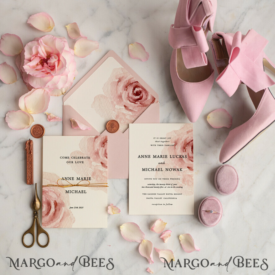 WEDDING INVITATIONS floral / boho / watercolor Elegant Wedding invitations, watercolor flowers invites