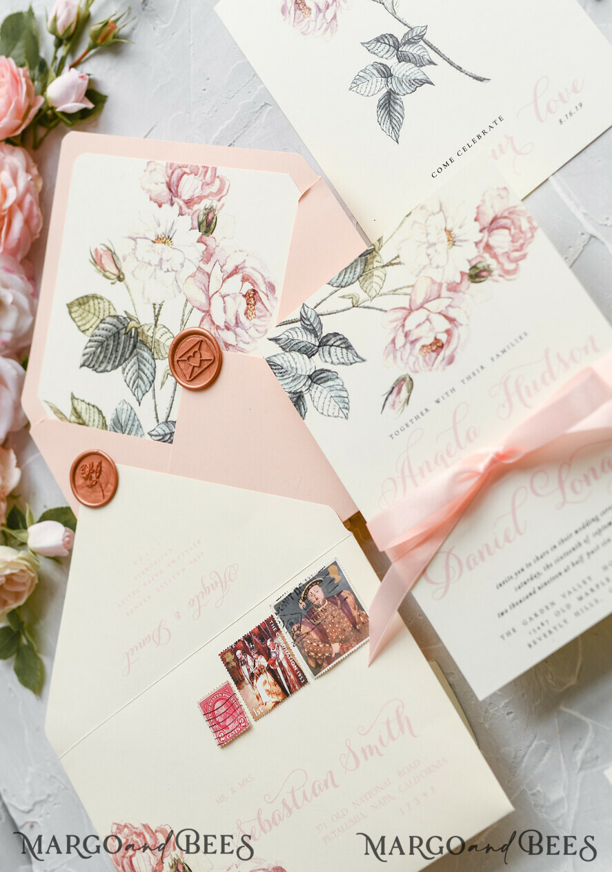 WEDDING INVITATIONS floral / boho / watercolor Wedding invitations suite colorful romantic stationery vintage