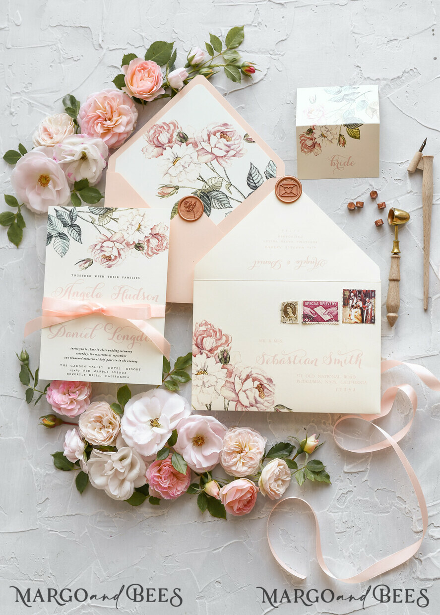 WEDDING INVITATIONS floral / boho / watercolor Wedding invitations suite colorful romantic stationery vintage