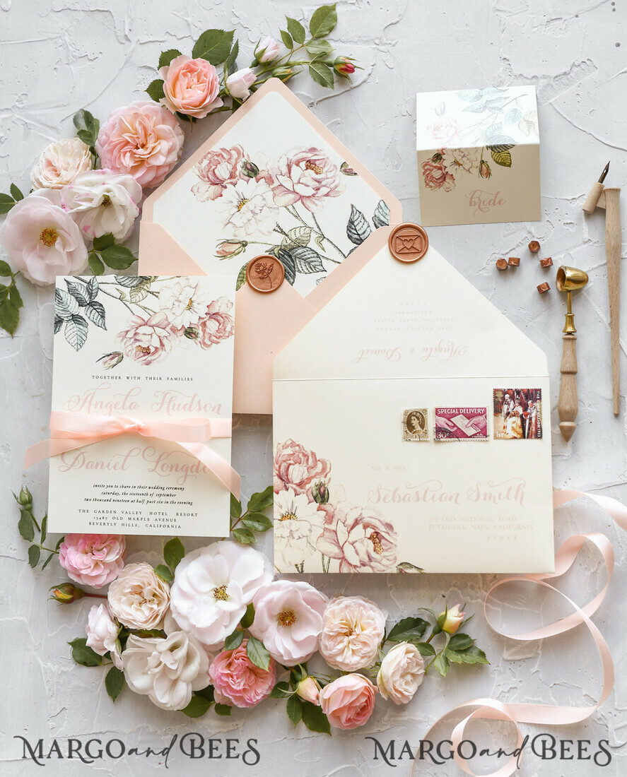 WEDDING INVITATIONS floral / boho / watercolor Wedding invitations suite colorful romantic stationery vintage