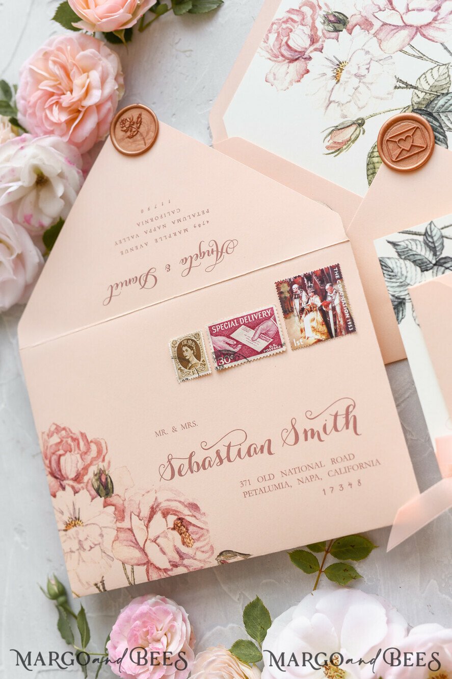 WEDDING INVITATIONS floral / boho / watercolor Wedding invitations suite colorful romantic stationery vintage